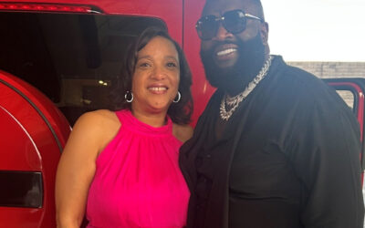 Karen Morrison and Rick Ross attend Ms. Alice Johnson’s birthday party